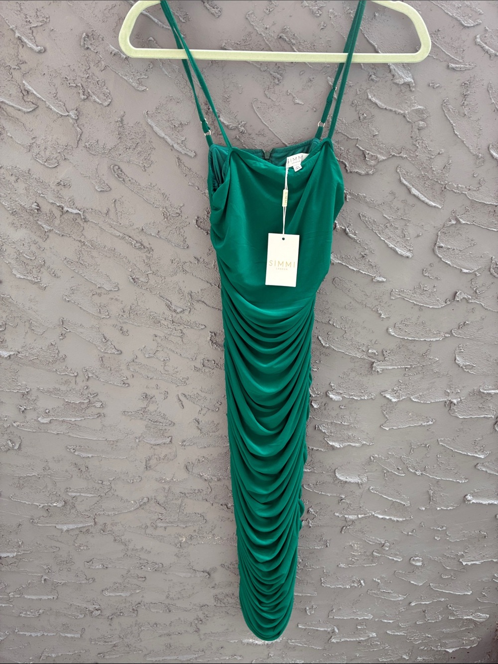 NWT Baddie Bodycon London Emerald Green Draped Maxi Dress  Whymsigoth 6 Mob Wife